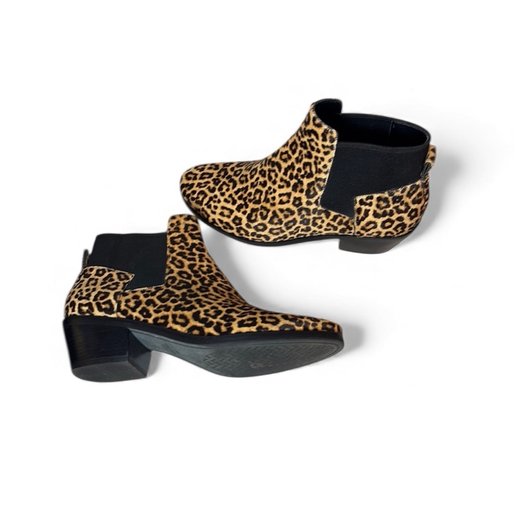 Cole Hann Gia Animal Print Western Calf Hair Chunky Heel Ankle Boots Size 7.5 B